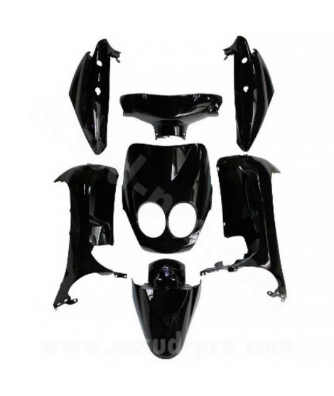 KIT CARROSSERIE ADAPT. MBK 50 OVETTO 2008-2010 /  YAMAHA 50 NEOS 2008-2010  NOIR BRILLANT (7 PIECES)