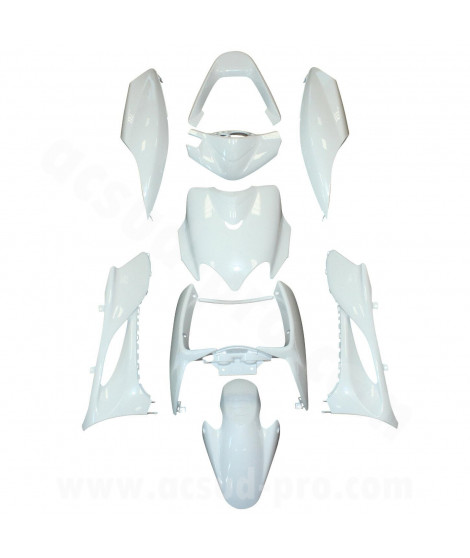 KIT CARROSSERIE ADAPT. MBK MACH G / YAMAHA JOG BLANC (9 PIECES)