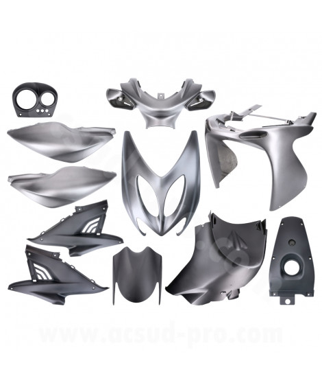 KIT CARROSSERIE ADAPT. MBK NITRO / YAMAHA AEROX 1998-2012 NOIR MAT  (7 PIECES)