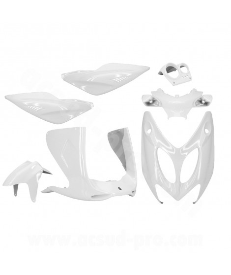 KIT CARROSSERIE ADAPT. MBK NITRO / YAMAHA AEROX BLANC 1997-2012 (7 PIECES)