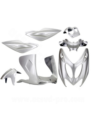 KIT CARROSSERIE ADAPT. MBK NITRO / YAMAHA AEROX GRIS METAL 1997-2012 (7 PIECES)