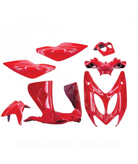 KIT CARROSSERIE ADAPT. MBK NITRO / YAMAHA AEROX ROUGE SCUDERIA 1997-2012 (7 PIECES)