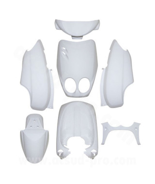 KIT CARROSSERIE ADAPT. MBK OVETTO 2002-2007  / YAMAHA NEOS 2002-2007 BLANC 2T (7 PIECES)