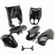 KIT CARROSSERIE ADAPT. MBK OVETTO 2002-2007  / YAMAHA NEOS 2002-2007 NOIR 2T (7 PIECES)