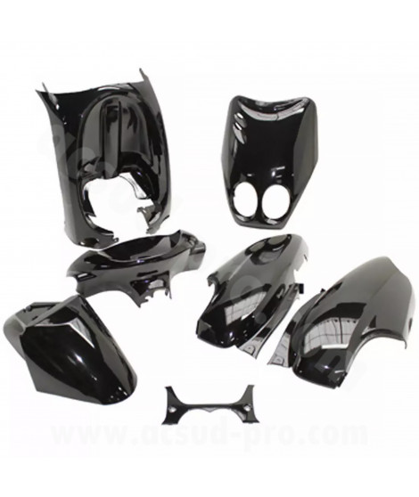 KIT CARROSSERIE ADAPT. MBK OVETTO 2002-2007  / YAMAHA NEOS 2002-2007 NOIR 2T (7 PIECES)