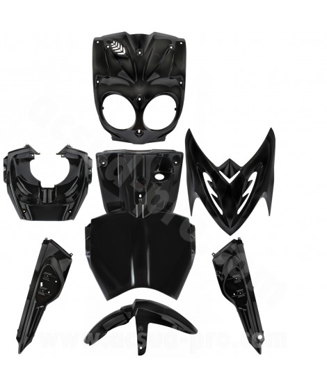 KIT CARROSSERIE ADAPT. MBK STUNT / YAMAHA SLIDER TYPE ORIGINE NOIR (à partir de) 2004  (7 PIECES)