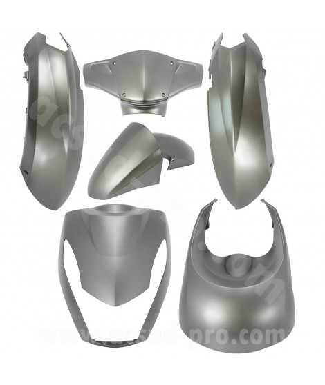 KIT CARROSSERIE ADAPT. PEUGEOT KISBEE 2T ET 4T GRIS MAT 2010-2017 (6 PIECES)