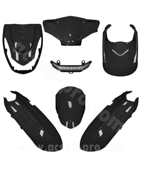KIT CARROSSERIE ADAPT. PEUGEOT KISBEE 2T ET 4T NOIR BRILLANT 2010-2022 (6 PIECES)