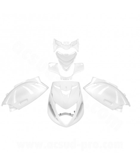 KIT CARROSSERIE ADAPT. PIAGGIO ZIP SP2 50 2T LC / 4T LIQUIDE BLANC (6 PIECES)
