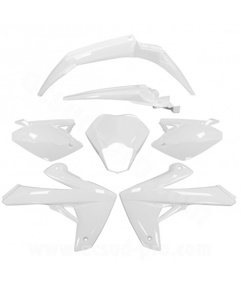 KIT CARROSSERIE ADAPT. RIEJU 50 MRT 2009. MRT ENDURO 2009. MRT PRO 2009. MRT SM 2009 125 MARATHON -2022 (7 PIECES) BLANC