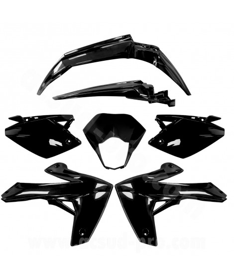 KIT CARROSSERIE ADAPT. RIEJU 50 MRT 2009. MRT ENDURO 2009. MRT PRO 2009. MRT SM 2009 125 MARATHON -2022  (7 PIECES) NOIR