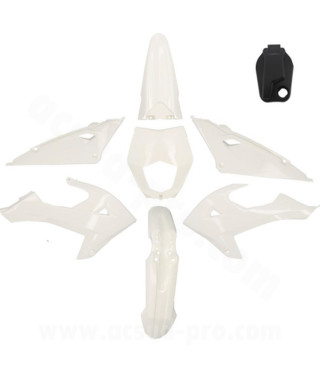 KIT CARROSSERIE  ADAPT. RIEJU 50 MRT 2022. MRT ENDURO 2022. MRT PRO 2022. MRT SM 2022 (8 PIECES) BLANC