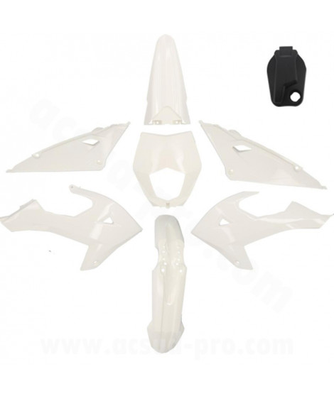 KIT CARROSSERIE  ADAPT. RIEJU 50 MRT 2022. MRT ENDURO 2022. MRT PRO 2022. MRT SM 2022 (8 PIECES) BLANC