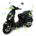 KIT CARROSSERIE ADAPT. SYM FIDDLE 2 50 4T 2011-2021 / 125cc 2010-2014 NOIR (8 Pièces)