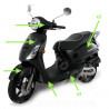 KIT CARROSSERIE ADAPT. SYM FIDDLE 2 50 4T 2011-2021 / 125cc 2010-2014 NOIR (8 Pièces)