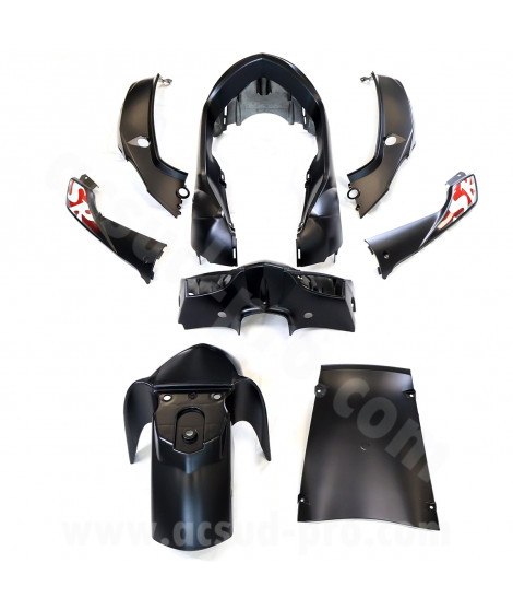 KIT CARROSSERIE ADAPT. SYM SYMPHONY SR50-125CC 2010-2018 NOIR MAT (8 PCS )
