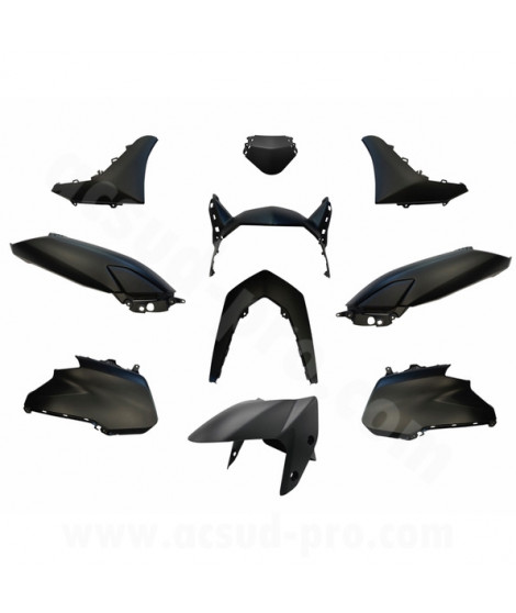 KIT CARROSSERIE ADAPT. YAMAHA NMAX 125cc (à partir de) 2021 NOIR MAT (12 PIECES)