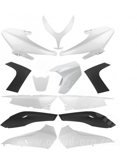 KIT CARROSSERIE ADAPT. YAMAHA TMAX 500 2008-2011 WHITE COMPETITION   (13 PIECES)