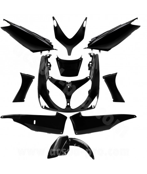 KIT CARROSSERIE ADAPT. YAMAHA TMAX 500cc 2001-2007 NOIR BRILANT (10 PIECES) TYPE ORIGINE