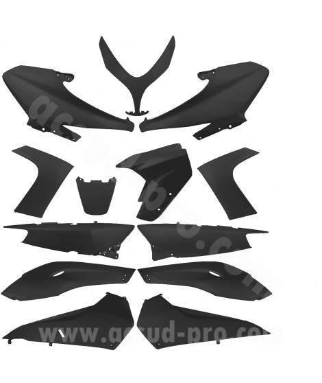 KIT CARROSSERIE ADAPT. YAMAHA TMAX 500cc 2008-2011 NOIR MAT (13 PIECES)