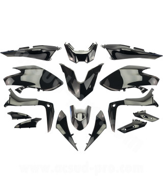 KIT CARROSSERIE ADAPT. YAMAHA TMAX 530cc 2017-2019  SX / DX  NOIR BRILLANT (15 PIECES)