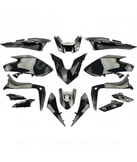 KIT CARROSSERIE ADAPT. YAMAHA TMAX 530cc 2017-2019  SX / DX  NOIR BRILLANT (15 PIECES)