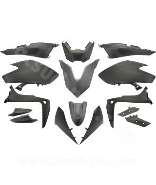 KIT CARROSSERIE ADAPT. YAMAHA TMAX 530cc 2017-2019  SX / DX  NOIR MAT  (15 PIECES)