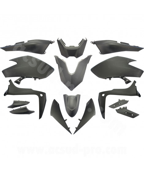 KIT CARROSSERIE ADAPT. YAMAHA TMAX 530cc 2017-2019  SX / DX  NOIR MAT  (15 PIECES)