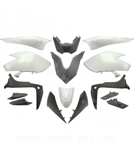KIT CARROSSERIE ADAPT. YAMAHA TMAX 530cc 2017-2019  SX / DX  WHITE COMPETITION (15 PIECES)