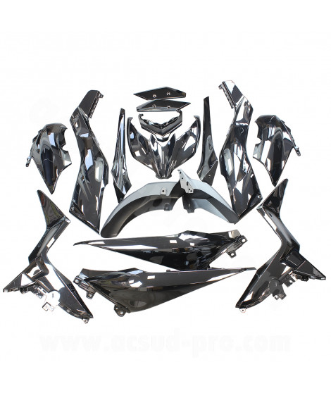KIT CARROSSERIE ADAPT. YAMAHA XMAX 125 2018-2019  / 300 2017-2019  / 400 2018-2019 NOIR BRILLANT (15 PIECES)