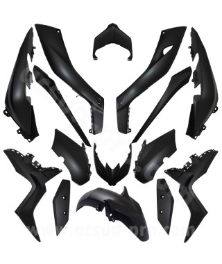 KIT CARROSSERIE ADAPT. YAMAHA XMAX 125  2018-2019  / 300  2017-2019  / 400  2018-2019 NOIR MAT (15 PIECES)