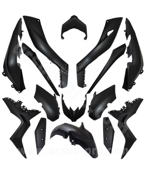 KIT CARROSSERIE ADAPT. YAMAHA XMAX 125  2018-2019  / 300  2017-2019  / 400  2018-2019 NOIR MAT (15 PIECES)