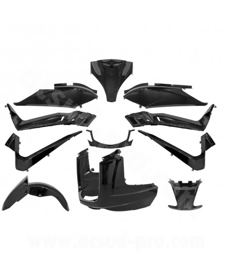 KIT CARROSSERIE ADAPT. YAMAHA XMAX 125 / 250 2006-2009 NOIR BRILLANT  (11 PIECES)