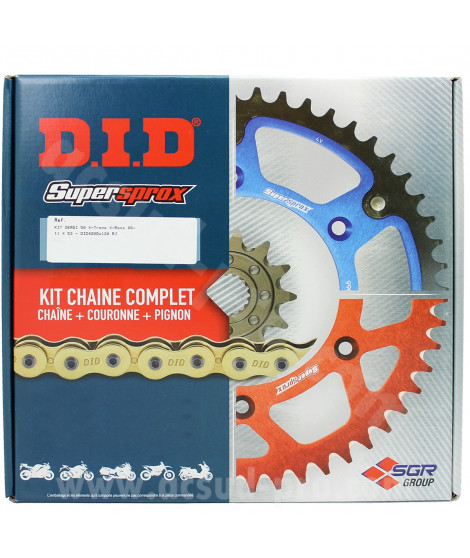KIT CHAINE MOTO DID RIEJU 50 MRX / SMX 05- CHAINE DID 420D (B&B) X 132 MAILLONS.RJ 11X52   ACIER