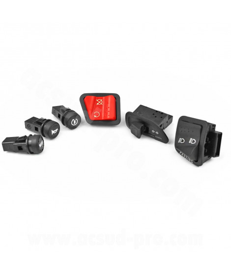 KIT COMMODO / COMMUTATEUR DROIT ET GAUCHE  SCOOTER ADAPT. PIAGGIO (OEM : 294723 / 294434 / 58236R / 294877 / 58058R / 58057R)