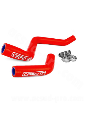 KIT DURITES DE REFROIDISSEMENT D EAU SILICONE CARENZI DERBI EURO 3 ROUGE  (livrée avec colliers Inox)