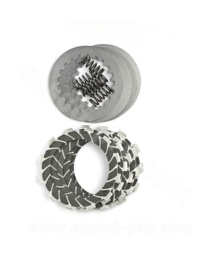 KIT EMBRAYAGE MOTO KEVLAR CARENZI  ADAPT. DERBI 50 SENDA. GPR / GILERA 50 SMT. RCR  EURO 2 / 3 /4