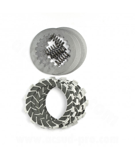 KIT EMBRAYAGE MOTO KEVLAR CARENZI  ADAPT. DERBI 50 SENDA. GPR / GILERA 50 SMT. RCR  EURO 2 / 3 /4