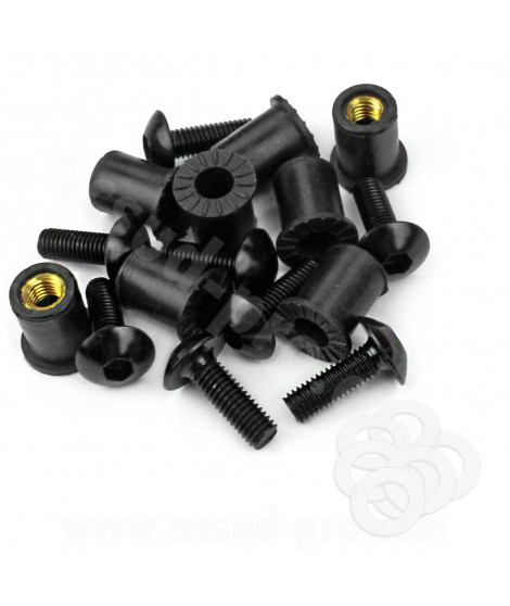 KIT VISSERIE BULLE DE MOTO NOIR (8 PIECES) M5x15mm