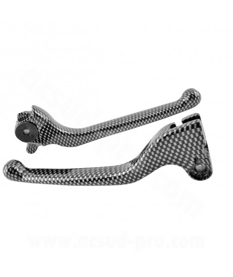 LEVIER SCOOTER ADAPT. MBK MACH G / YAMAHA JOG IMITATION CARBONE (LA PAIRE)