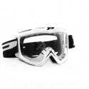 MASQUE / LUNETTES CROSS MOTO PROGRIP 3301 BLANC ECRAN TRANSPARENT ANTI-RAYURES / ANTI-BUEE