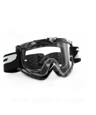 MASQUE / LUNETTES CROSS MOTO PROGRIP 3301 NOIR ECRAN TRANSPARENT ANTI-RAYURES / ANTI-BUEE