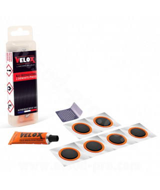 NECESSAIRE REPARATION VELOX (6 RUSTINES Ø25 + TUBE COLLE DISSOLUTION 5 ML + RAPE METAL)