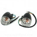 PAIRE DE CLIGNOTANT ARRIERE ADAPT. SYM ORBIT 2 50 -125cc 2T ET 4T 2010-2014 NOIR  (OEM : 33600-ABA-0000 / 33650-ABA-0000)*