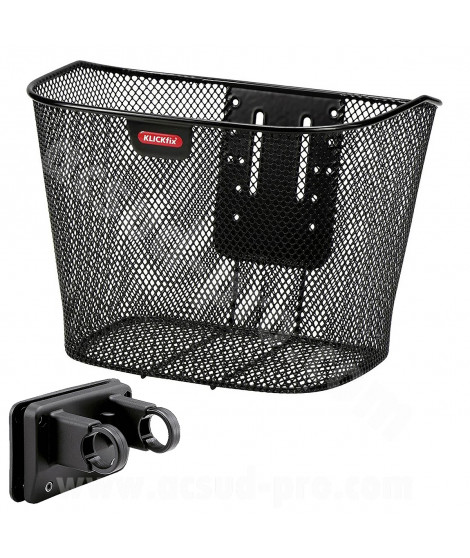 PANIER AVANT CLIPSABLE KLICKFIX UNI NOIR (35X26X25cm) + PLATINE FIXE CINTRE Ø22-26