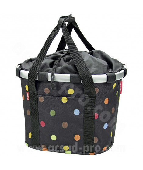 PANIER AVANT TISSU KLICKFIX BIKEBASKET POIS COULEUR (35X28X26cm)