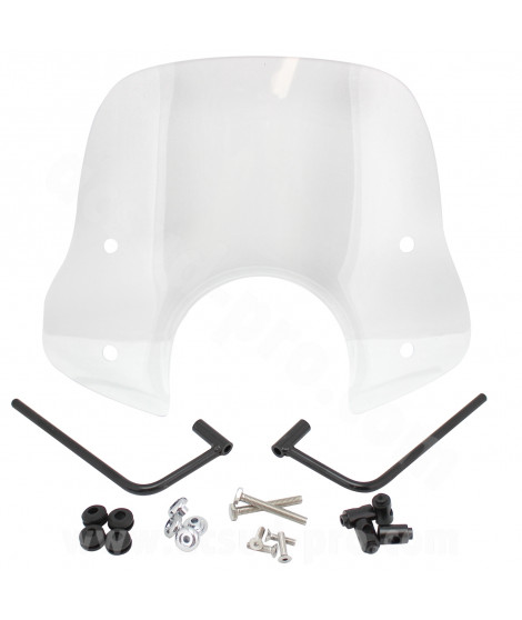 PARE BRISE TNT TYPE VESPA +  KIT DE FIXATION SUR RETROVISEUR (MODELE ECONOMIQUE)