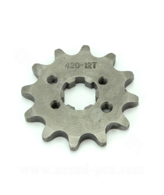 PIGNON SORTIE BOITE MOTO ADAPT. DERBI 12 DENTS 420 DERBI SENDA 50 EURO 2 + EURO 3 / DRD / GPR / GILERA 50 SMT / RCR