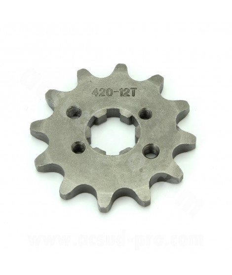 PIGNON SORTIE BOITE MOTO ADAPT. DERBI 12 DENTS 420 DERBI SENDA 50 EURO 2 + EURO 3 / DRD / GPR / GILERA 50 SMT / RCR