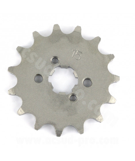 PIGNON SORTIE BOITE MOTO ADAPT. DERBI 15 DENTS 420 DERBI SENDA 50 EURO 2 + EURO 3 / DRD / GPR / GILERA 50 SMT / RCR